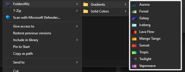 Right-click context menu